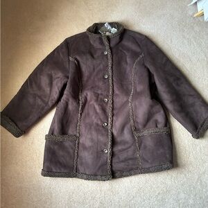 Women's LL Bean Sueded  Coat With Fleece Inside and Accents, 3X, NWT